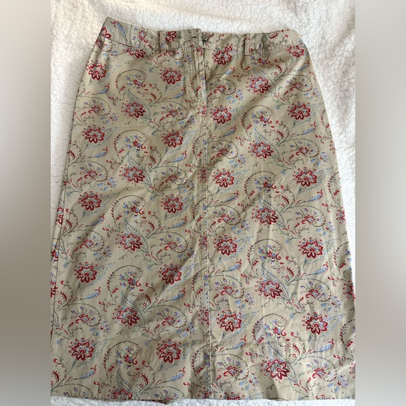 Pendleton Dresses & Skirts - Pendleton Floral Print Denim Skirt Women's Size 14 Khaki Tan